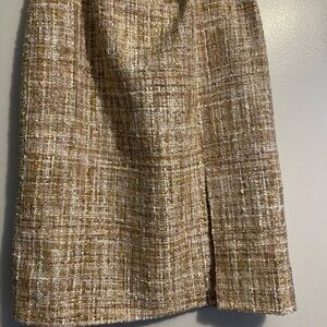 Boston Proper Tweed Pencil Skirt in Cream and Tan